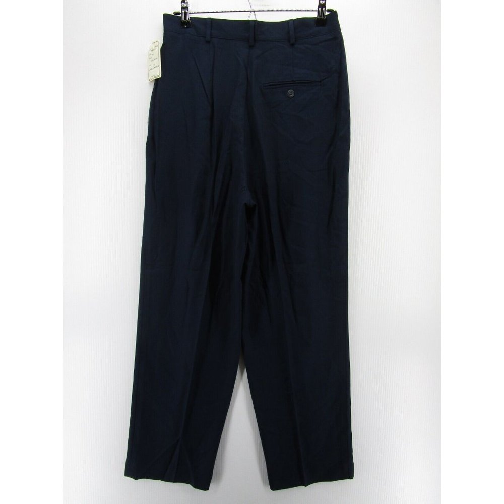 VINTAGE LL Bean Pants 12 High Rise Pleated 80s 90s Rayon Navy USA NEW - Picture 7 of 10